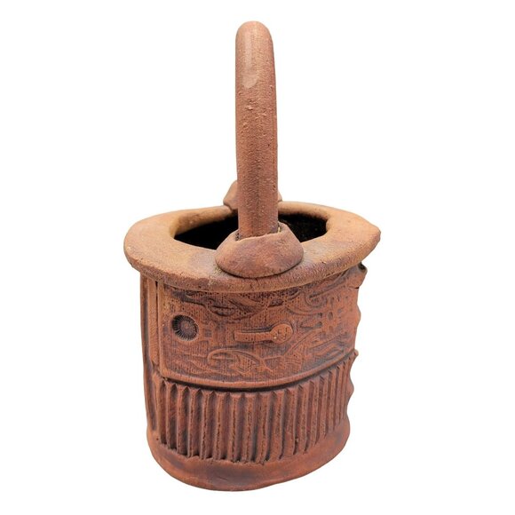 Frohreich Barn Buckets Pottery Terracotta Hand Built Planter Keyholes Locks - Picture 2 of 7